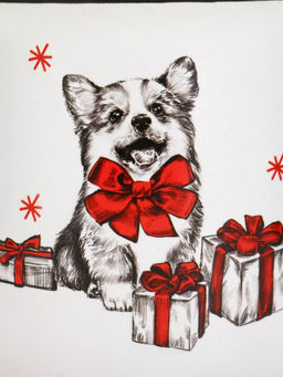 Кружка керамическая, новогодняя Корги, 450 мл