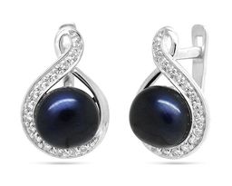 Серьги из серебра жемчуг, см080ч