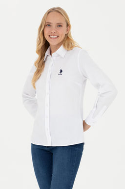 Женская белая базовая рубашка с длинным рукавом - U.s. polo assn фото 10