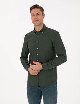 Koyu Haki Slim Fit Uzun Kollu G_mlek - Pierre cardin фото 3