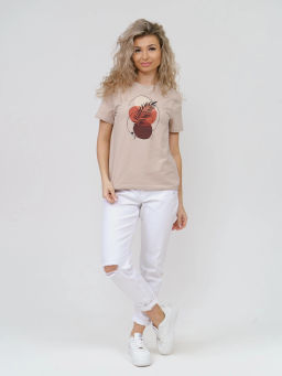 Футболка женская, цвет бежевый коричневый