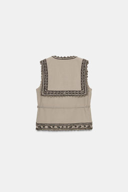 ZW COLLECTION EMBROIDERED WAISTCOAT WITH BELT - Zara фото 5