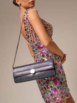 Клатч замшевый Deboro 30477 синее серебро