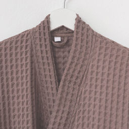 Халат вафельный женский удлинённый Этель «Boho» размер 42-44, цвет мокко, 100% хлопок, 290 г/м²