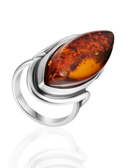 Кольцо Баллада с коньячным янтарём