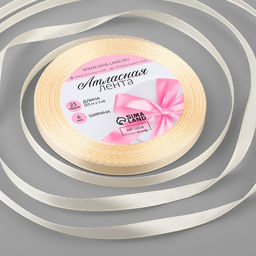 Цена за 5 шт. Лента атласная, 6 мм × 23 ± 1 м, цвет кремовый №64