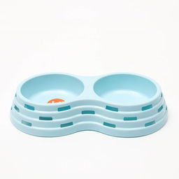 Миска пластиковая двойная 25×14×5 см, голубая