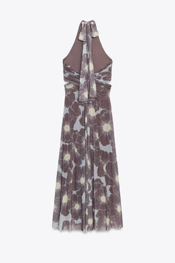 CUT-OUT PRINTED TULLE LONG DRESS - Zara фото 7