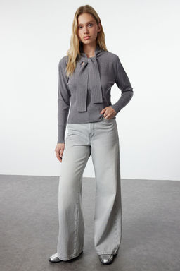 Antrasit Premium Iplik/Ozel Iplik Tas Islemeli Triko Kazak TWOAW25KZ00130 - Trendyolmilla фото 2