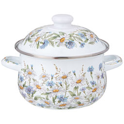 КАСТРЮЛЯ AGNESS ЭМАЛИРОВАННАЯ С ЭМАЛ.КРЫШКОЙ СЕРИЯ SENTIMENT, 2.0 Л, 18*11 СМ