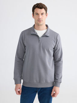 Dik Yaka Uzun Kollu Erkek Kal?n Sweatshirt