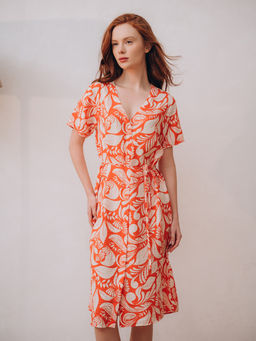 Туника пляжная Indefini из вискозы оранжевая  фото 2