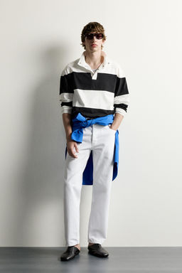 POLO RELAXED FIT RAYAS / Blanco / Marino