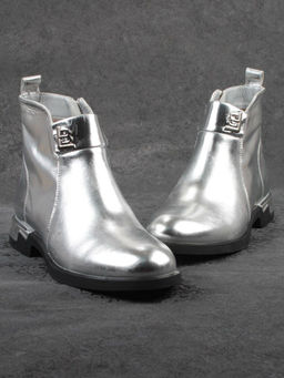 01-B48B-87C GREY/SILVER Ботинки демисезонные женские (натуральная кожа, байка)