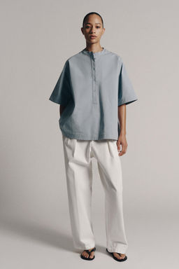 CAMISA MANGA CORTA ZW COLLECTION / Gris azul