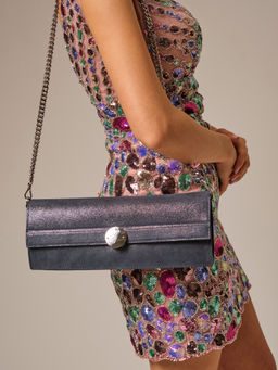 Клатч замшевый Deboro 30477 синее серебро