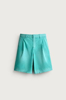 BERMUDA LAVADA RELAXED FIT PLIEGUES / Turquesa - Zara фото 6