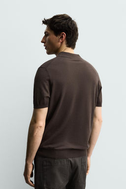 POLO PUNTO REGULAR FIT ALGOD?N - LINO / Chocolate - Zara фото 3