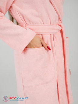 Женский махровый халат с шалькой розовый МЗ-02 (7)