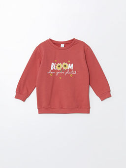 Bisiklet Yaka Uzun Kollu Bask?l? K?z Bebek Sweatshirt