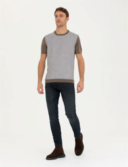 Vizon Melanj Slim Fit Bisiklet Yaka Triko Ti__rt - Pierre cardin фото 4