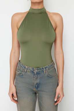 TRENDYOLMILLA Siyah Dik Yaka S?rt Dekolteli Esnek Alttan C?tc?tl? Orme Body TWOSS23BD00037  фото 4