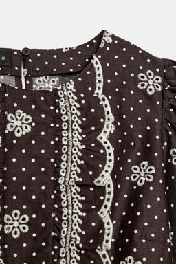 BLUSA LUNARES BORDADOS PERFORADOS / Marr?n - Zara фото 8