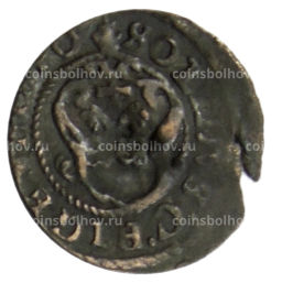 Монета Солид 1634-1654 года Шведская оккупация Риги  Королева Кристина