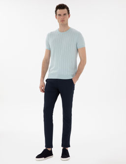 Lacivert Slim Fit Kanvas Pantolon