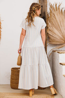 Платье AMORI 9807 полоска голубая  фото 3