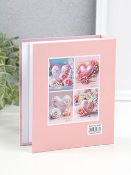 Фотоальбом на 40 фото 10х15 см "Сердце и белая роза с бабочками" в коробке 4,5х14х17 см