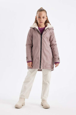 Водоотталкивающий плащ с капюшоном для девочек - Defacto фото 2