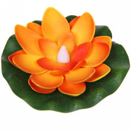 Цена за 3шт. Растение водоплавающее "Кувшинка" d-10см с подсветкой от контакта с водой, оранжевая