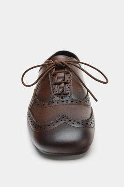 FLAT LEATHER BROGUES - Zara фото 3