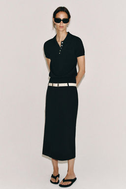 FALDA MIDI ABERTURA ZW COLLECTION / Negro
