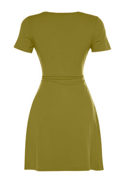 TRENDYOLMILLA Siyah Kruvaze Yaka A-Line Krep Mini Smart Orme Elbise TWOSS23EL01703 фото 16