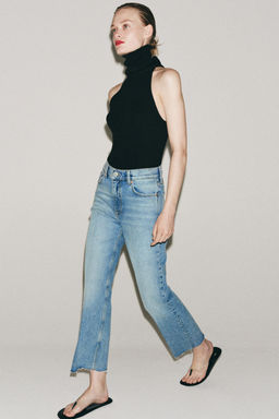 JEANS ZW COLLECTION CROPPED FLARE TIRO MEDIO / Azul lavado - Zara фото 6