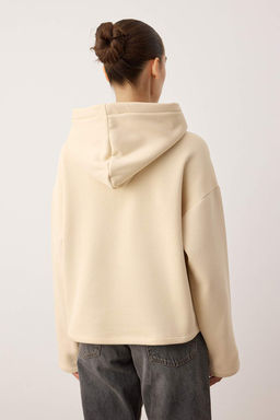 Siyah Kal?n Ici Polarl? Yar?m Pat Fermuarl? Oversize Kapusonlu Orme Sweatshirt TWOAW26SW00092 - Trendyolmilla фото 11