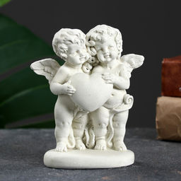 Фигура Ангелочки с сердцем состаренный, 12?11?6 см