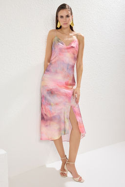 TRENDYOLMILLA Siyah Astarl? Dokuma Saten S?k Abiye Elbise TPRSS19BB0058 фото 25