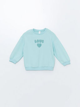Bisiklet Yaka Uzun Kollu Bask?l? K?z Bebek Sweatshirt