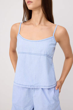 A__k Mavi Ask_l_ Crop Denim Bluz TWOSS26BZ00831