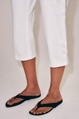 JEANS ZW COLLECTION CAPRI TIRO MEDIO BORDADOS / Crudo - Zara фото 4