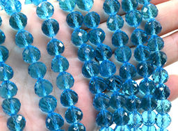 Бусины из циркона капля граненая 10*10мм цв.лазурный, 39см, 42 бусины Радуга камня