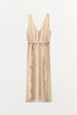 RUFFLED FRAYED MIDI DRESS - Zara фото 5