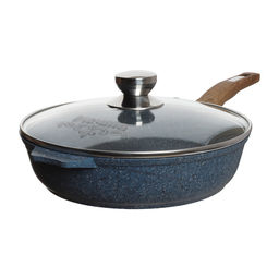 Сковорода 28см с несъемной ручкой и стекл. крышкой АП "Premium" (blue) арт. с28903 /МЕЧТА/