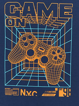 Bisiklet Yaka Bask?l? K?sa Kollu Erkek ?ocuk Ti??rt - Waikiki фото 3