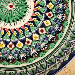 Ляган узбекский Риштанская керамика «Узоры», для плова, d=36 см, синий