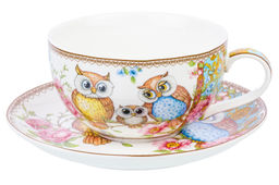 Чашка для капучино + блюдце 350 мл 14*11*6 см Совушки NEW BONE CHINA - Elan gallery фото 4