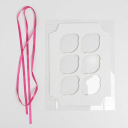 Цена за 5 шт. Коробка для капкейков, кондитерская упаковка с пластиковой крышкой, 6 ячеек 8 марта, 23?16?10 см